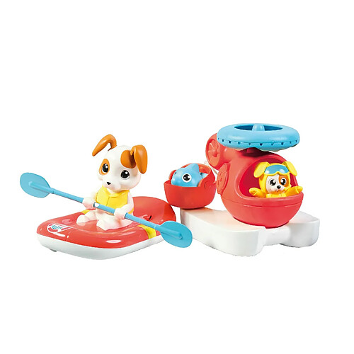 Toomies- Tomy E73307C mer Ensemble hélicoptère Flottant et Radeau de Sauvetage-Hélice à Eau-Pilote Eclabousseur-Jouet de Bain pour bébé et verseur-A partir de 1 an