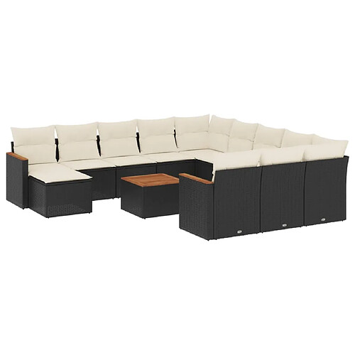 Maison Chic Salon de jardin avec coussins 13 pcs, Ensemble Tables et chaises de jardin, noir résine tressée -GKD814790