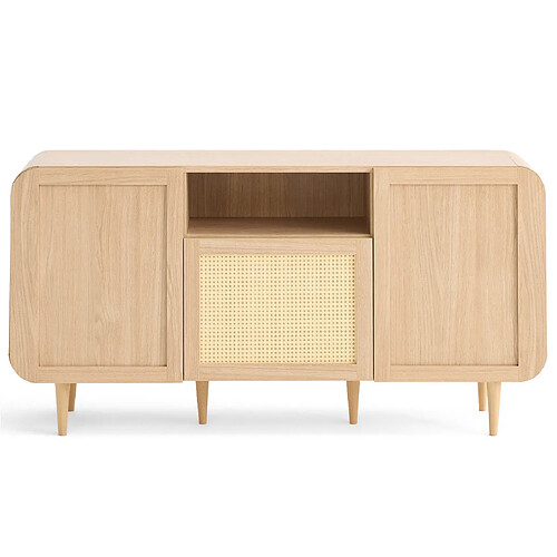 Bestmobilier Mathilde - buffet bas - bois et cannage - 170 cm