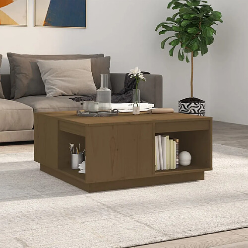 vidaXL Table basse Marron miel 80x81x36,5 cm Bois massif de pin