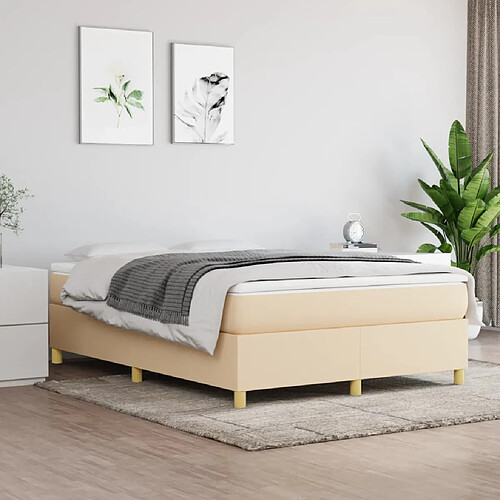 vidaXL Cadre de lit sans matelas crème 140x200 cm tissu