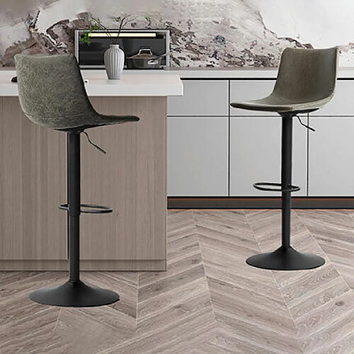 Mes Lot de 2 chaises de bar 41x47x109 cm en PU gris