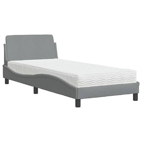 Vidaxl Lit avec matelas gris clair 80x200 cm tissu