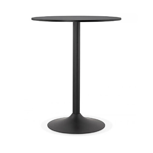 Mes Table de bar ronde 90 cm en bois noir et métal noir - BARMAN