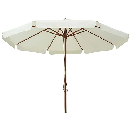 Helloshop26 Parasol avec mât en bois 330 cm blanc sable 02_0008120