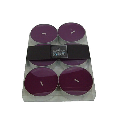 Comptoir Des Bougies Lot de 6 bougies colorées - Diam. 5,9 cm - Prune