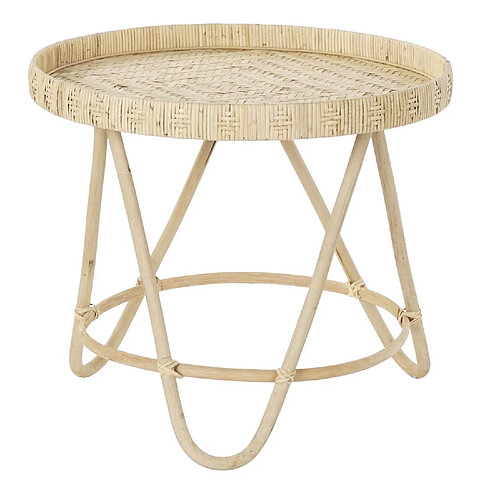 Pegane Table d'appoint ronde en bambou coloris naturel - diamètre 60 x hauteur 52 cm