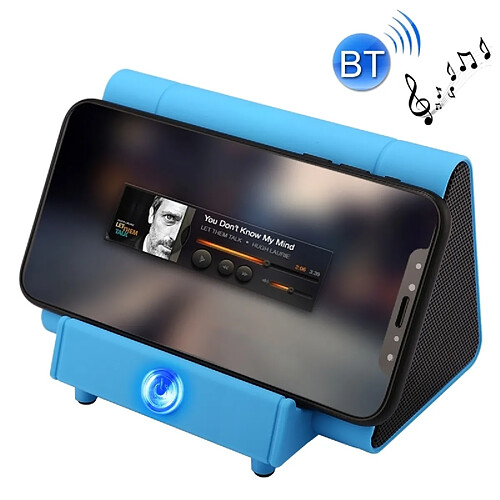 Wewoo Enceinte Bluetooth d'intérieur bleu Portable Stand Sans Fil Haut-Parleur Stéréo D'induction, Appels Mains Libres & AUX IN