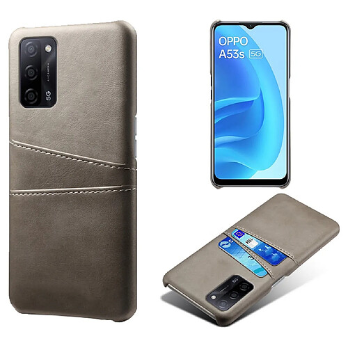 Coque en TPU + PU Enduit antichoc rigide avec porte-carte gris pour votre Oppo A55 5G/A53s 5G