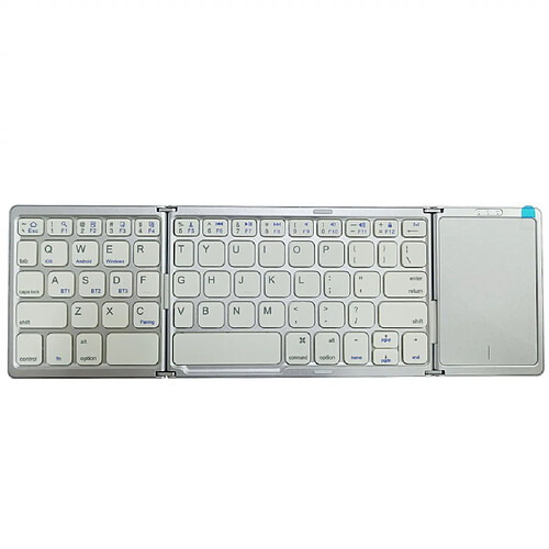 General Clavier pliable, mini clavier de voyage rechargeable, clavier Bluetooth sans fil portable pliable avec souris tactile sensible, pour Windows iOS Android Mac,(argent)