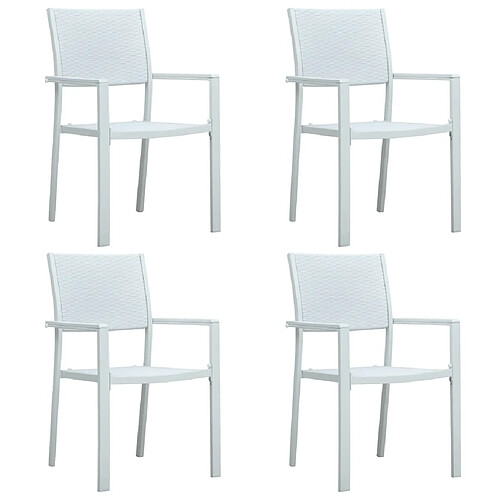 vidaXL Chaises de jardin lot de 4 Blanc Plastique Aspect de rotin