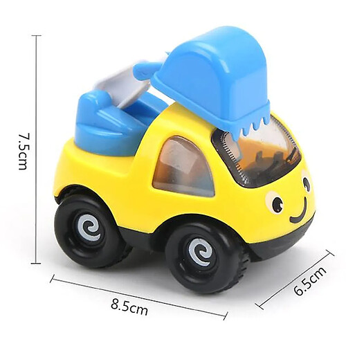 Universal Garçon et fille Mini Cartoon Engineering Car Inertial Car, Enfant Mignon Voiture Avion Modèle (Jaune)