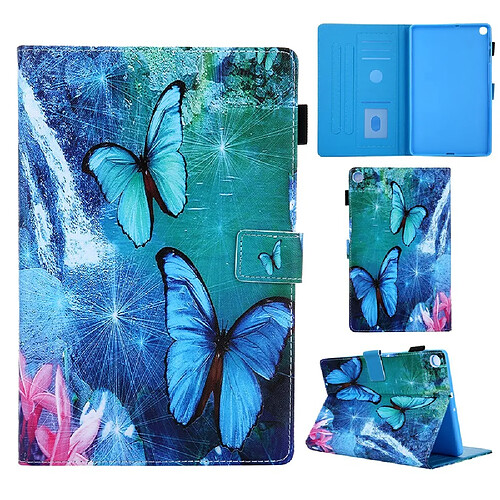 Etui en PU impression de modèle avec support papillon bleu pour votre Samsung Galaxy Tab A 10.1 (2019) T510