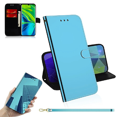 Etui en PU surface miroir avec support bleu pour votre Xiaomi Mi 10/Mi 10 Pro