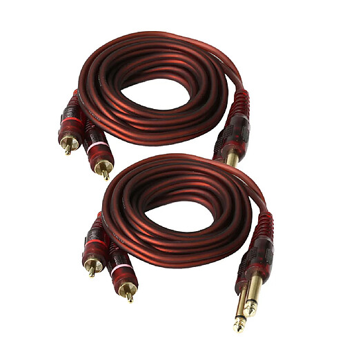 Câble Audio 2 Pièces Double Prise Mâle 1/4 "à Double RCA Mâle pour Mélangeur