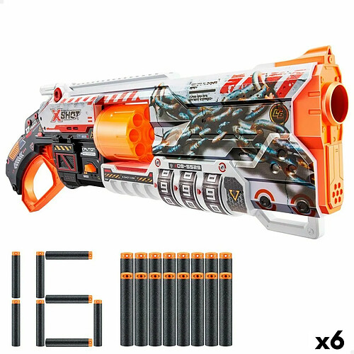 Pistolet à Fléchettes Zuru X-Shot Skins Lock Blaster 57 x 19 x 6 cm 6 Unités