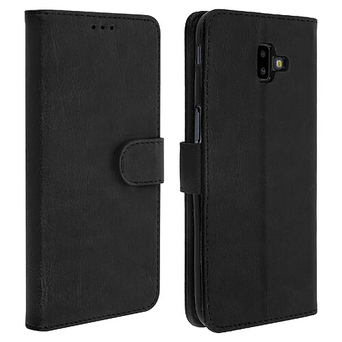 Avizar Housse Samsung Galaxy J6 Plus Etui Clapet Porte-carte Fonction Support - Noire