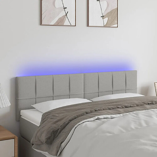 Maison Chic Tête de lit scandinave à LED,meuble de chambre Gris clair 144x5x78/88 cm Tissu -MN82948