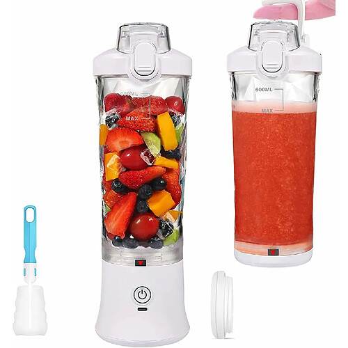 Vendos85 Blender électrique Smoothie 0,6L 240W avec USB-C rechargeable blanc