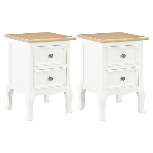 Maison Chic Lot de 2 Tables de chevet,Table de nuit,Table d'appoint pour salon blanc 35x30x49 cm MDF -MN87456