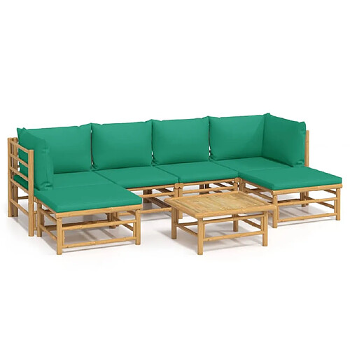 Maison Chic Salon de jardin 7 pcs + coussins - Mobilier/Meubles de jardin - Table et chaises d'extérieur vert bambou -MN39382