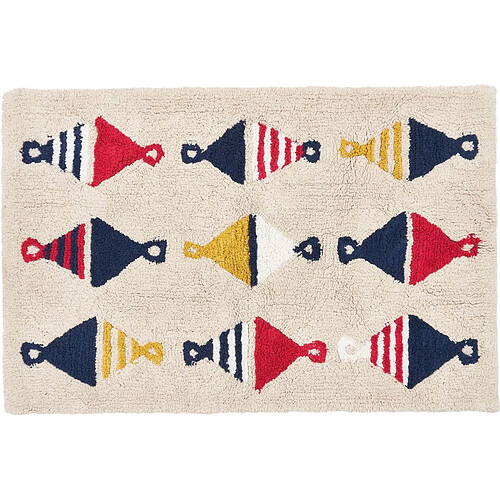 BATELA Tapis de bain en coton bouée 91 x 61 cm.