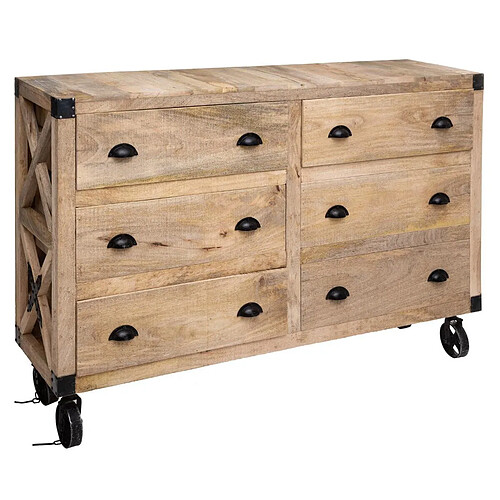 Pegane Buffet en bois de manguier coloris stable - Longueur 150 x Profondeur 40,3 x Hauteur 104,5 cm