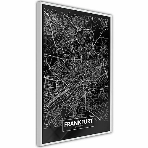 Paris Prix Affiche Murale Encadrée City Map Frankfurt Dark 40 x 60 cm Blanc