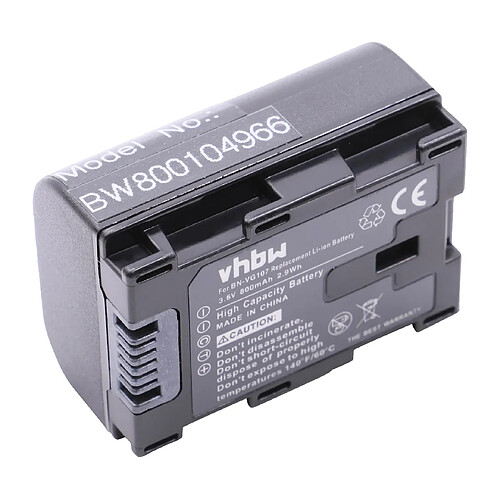 Batterie Li-Ion vhbw 800mAh à puce pour appareil photoJVC GZ-HM35U, GZ-HM40, GZ-HM430, GZ-HM435, GZ-HM440, GZ-HM445 Remplace: BN-VG107, BN-VG107E.