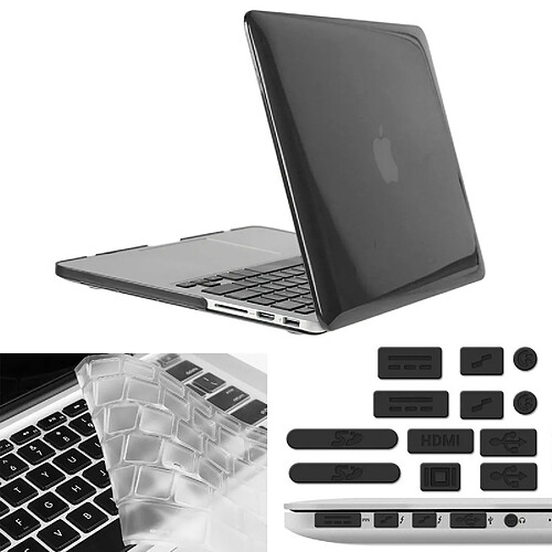 Wewoo Housse Étui noir pour Macbook Pro Retina 15,4 pouces Chapeau-Prince 3 en 1 Crystal Hard Shell En Plastique Boîtier de Protection avec Clavier Guard & Port Dust Plug