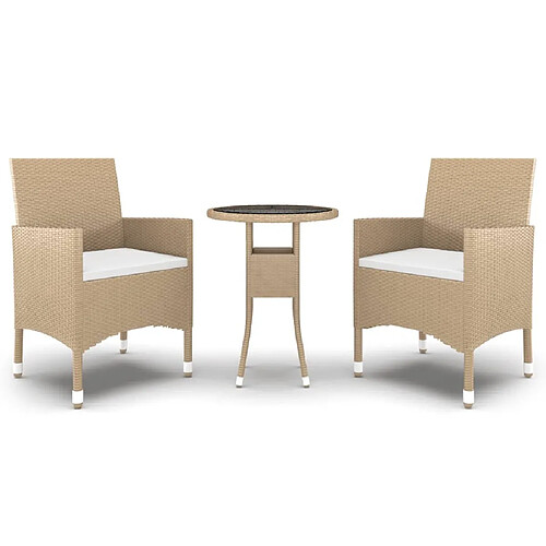 Maison Chic Mobilier à dîner 3 pcs de jardin - Ensemble table et chaises d'extérieur - Salon/Mobilier de jardin classique Résine tressée Beige -MN22029