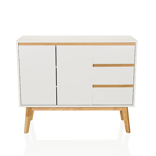 Buffet / commode TAROLO I 97x34x80 cm 3 tiroirs 2 portes blanc hjh LIVING