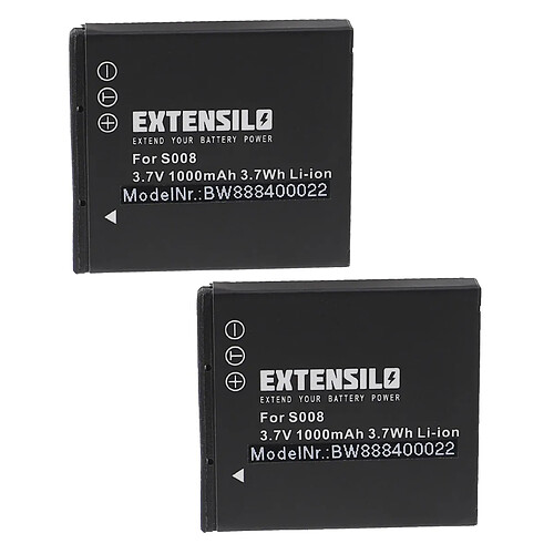 Vhbw EXTENSILO 2x Batteries compatible avec Panasonic SDR-S10, SDR-S10E, SDR-S10EG-K, HM-TA1 appareil photo, reflex numérique (1000mAh, 3,7V, Li-ion)