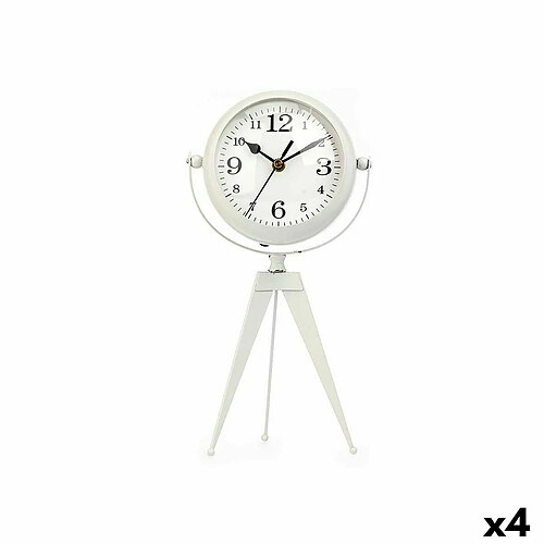 Gift Decor Horloge de table Tripode Blanc Métal 14 x 30 x 11 cm (4 Unités)