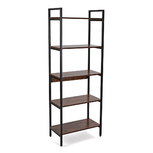 Versa Étagère murale de style industriel, Bibliothèque Igor 32x60x165cm,Bois et métal, Marron