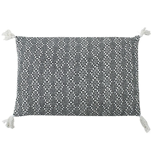 Thedecofactory ESCAPADE - Coussin ethnique motif ethno blanc et gris 60x40