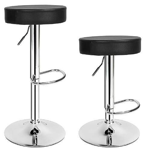 Helloshop26 Lot de 2 tabourets de bar hauteur réglable design moderne noir 1208010