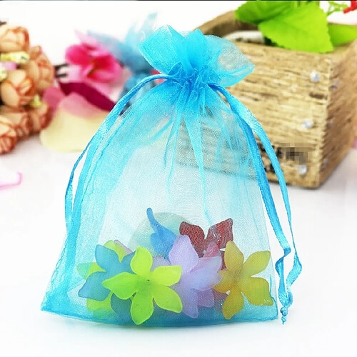 Wewoo Décorations de Fête 100 PCS Organza Gift Bags Emballage Bijoux Sac De Mariage Décoration De NoceTaille 7x9cm D16 Lac Bleu