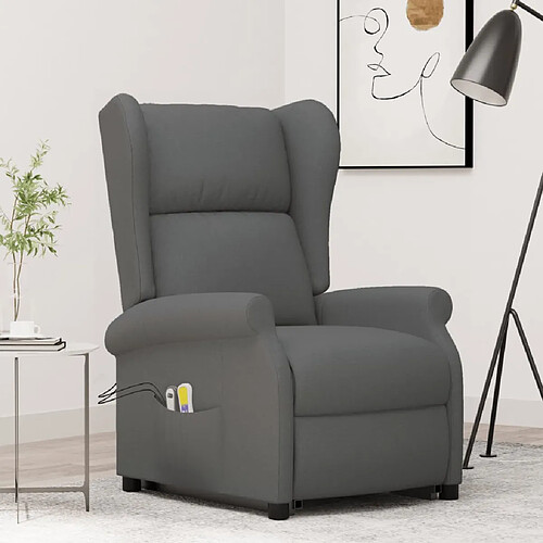 vidaXL Fauteuil de massage inclinable Gris foncé Tissu