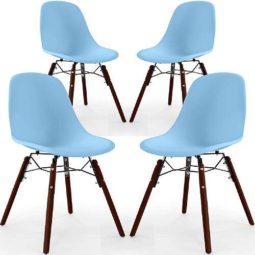 ICONIK INTERIOR Chaises de Salle à Manger - Design Scandinave - Pieds en Bois Sombre - Lot de 4 - Skögur Bleu clair