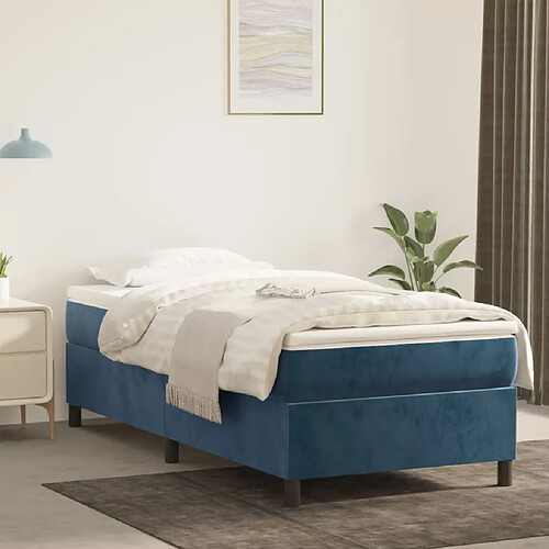 vidaXL Cadre de lit sans matelas bleu foncé 90x200 cm velours