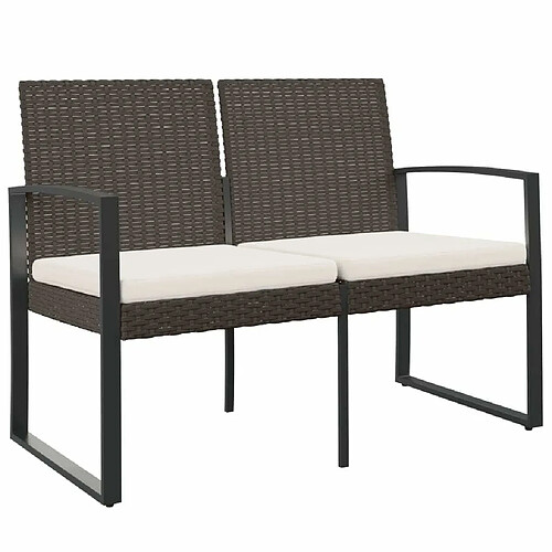 Maison Chic Banc de jardin à 2 places | Banquette de jardin | Chaise Relax avec coussins marron PP rotin -MN70166