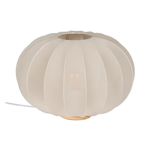 BigBuy Home Lampe de bureau Beige Naturel Coton Bois Métal 60 W 220-240 V 40 x 40 x 28,5 cm