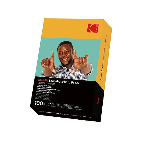 KODAK Papiers Photo Instantanés - Pack de 100 feuilles de papier photo - Format 102x152mm) - Finition brillante - 180 gsm - Compatible avec imprimantes jet d'encre" - Blanc