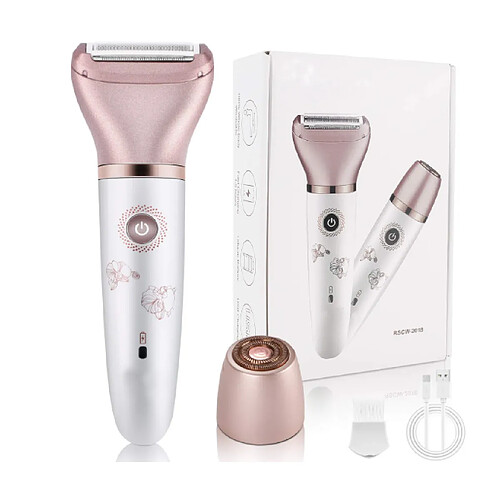 Chrono Rasoir électrique pour femme - Rasoir 2 en 1 pour le visage et le corps pour les femmes Bikini Jambes Aisselles Visage Humide et Sec Indolore(Or Rose)