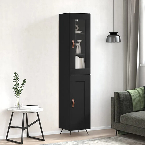 vidaXL Buffet haut Noir 34,5x34x180 cm Bois d'ingénierie