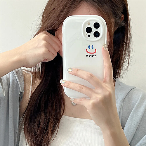 GUPBOO Étui pour iPhone11 étui pour téléphone portable de couleur unie simple visage souriant pour femmes