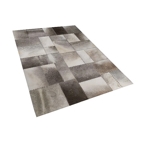 Beliani Tapis en cuir patchwork marron et taupe 160 x 230 cm PERVARI