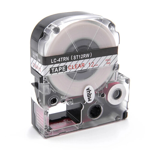 vhbw Cartouche cassette à ruban 12mm pour KingJim SR-PBW1, SR-RK1, SR150, SR180, SR230C, SR300TF, SR330, SR3700P, SR3900C comme LC-4TRN, ST12RW.