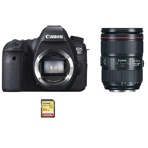 CANON EOS 6D + EF 24-105MM F4L IS II USM (White Box) + 64GB SD card